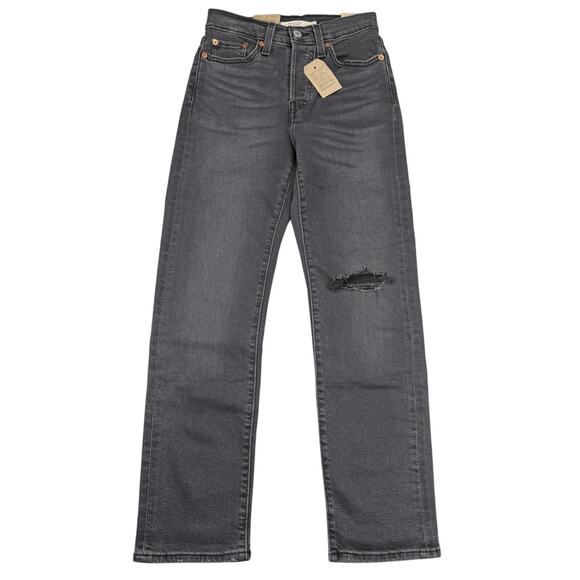 NWT LEVI'S Women's Wedgie High Rise Straight Leg Jeans Sz 24 Destruction Washed - Picture 2 of 10